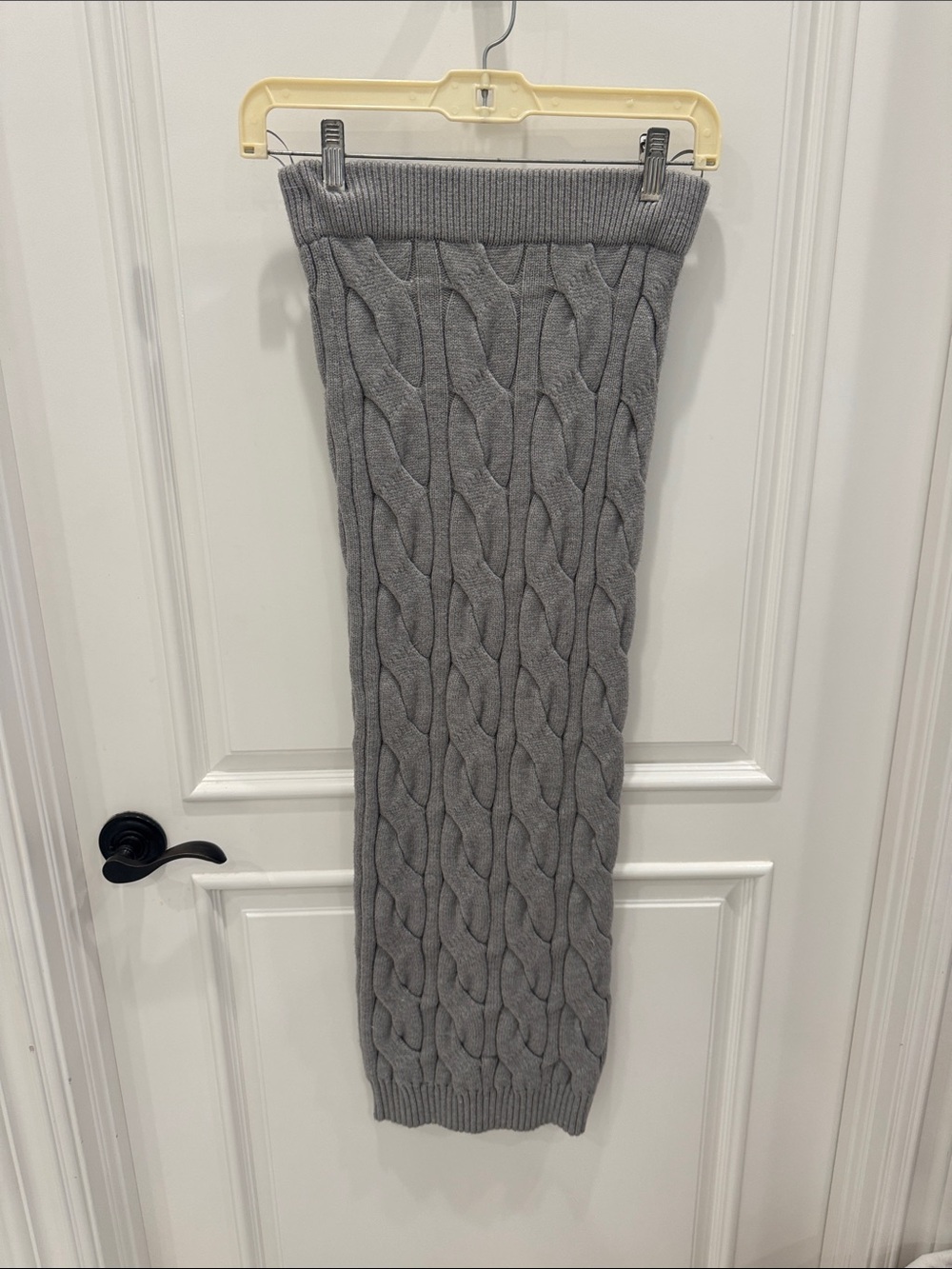 JLUXLABEL Gray Cable-Knit Off-the-Shoulder Sweater